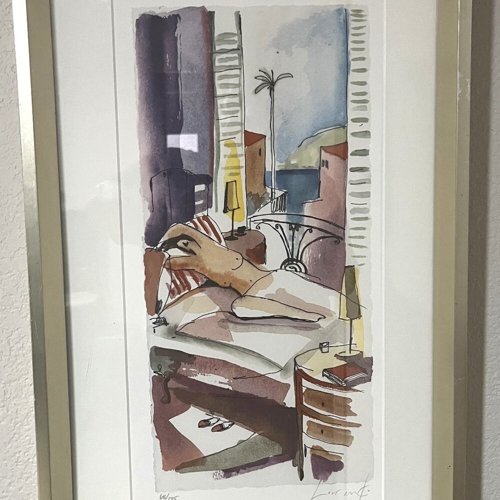 Rare Limited Edition Art Painting Print "Domingo" by Didier Lourenco Framed Sign